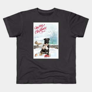 Patterdale Terrier Dog Merry Christmas Kids T-Shirt